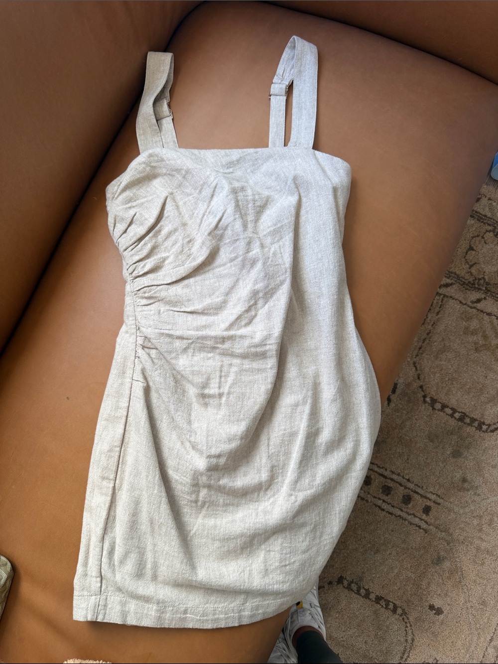 Abercrombie & Fitch Cream Ruched Square-Neck Mini Dress